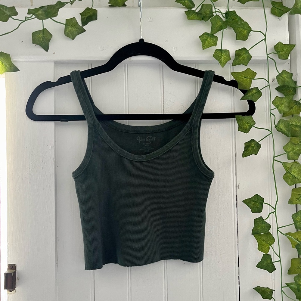 Dark Green Cropped Tank Top
